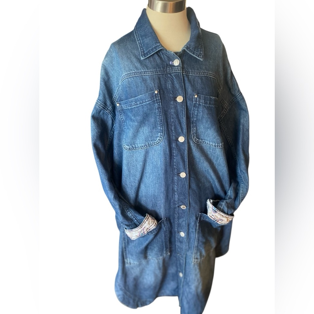 Urban Outfitters Pilcro Denim Shirt Midi Dress M Long Sleeve Butron Front EUC